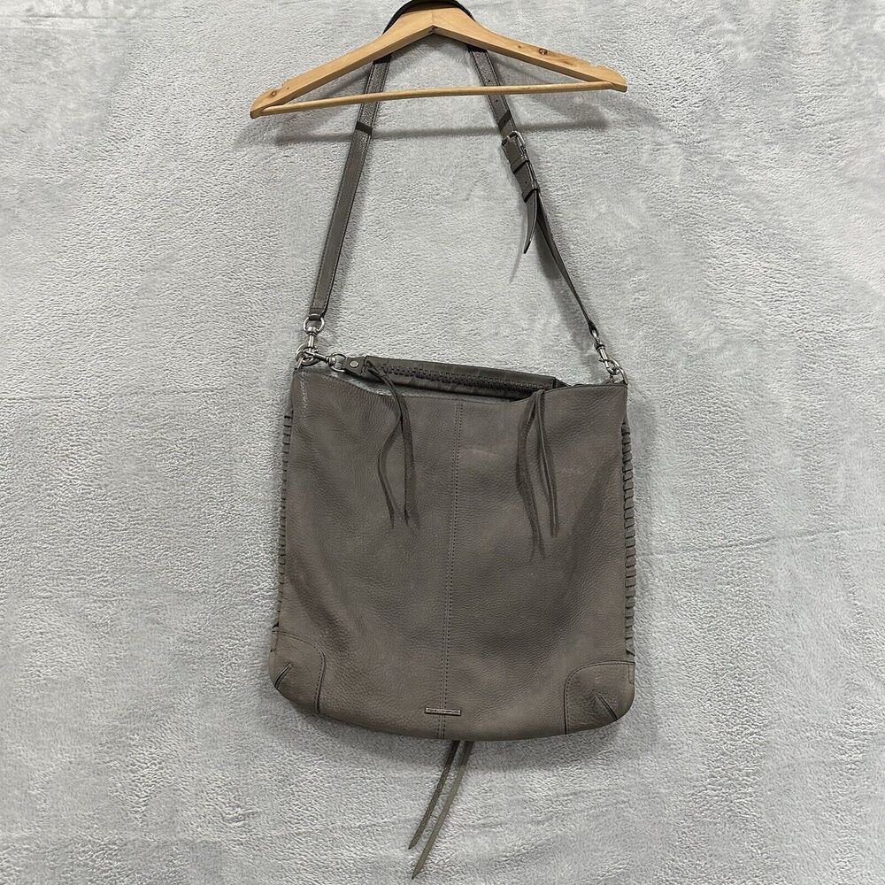RebeccaMinkoff Purse Genuine Leather Crossbody Bag Gray Vintage Boho
